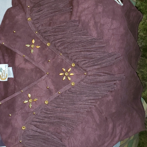 COPA CABANA Mauve Floral Tie Dye Outfit. Fringe Top and Pants. Sz M. VGUC - Picture 17 of 17